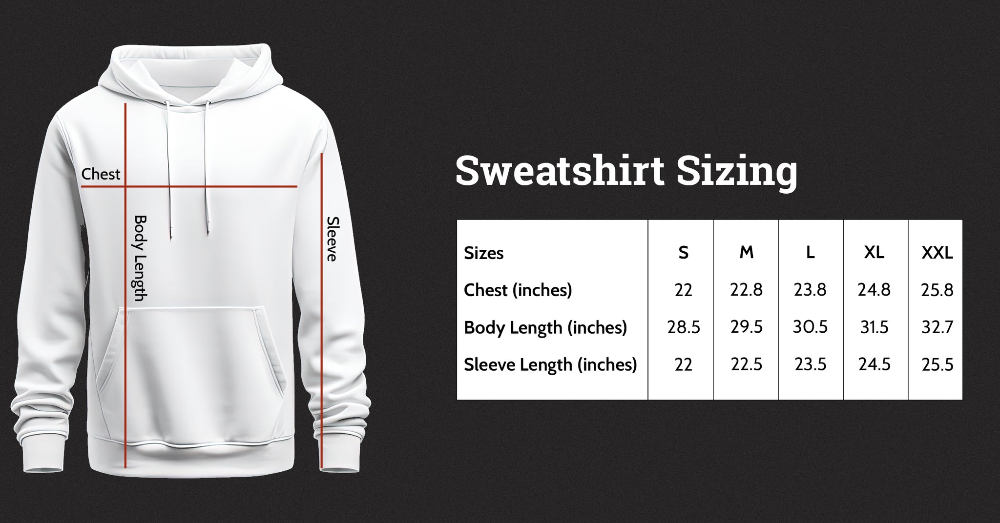 sweatshirt sizing guide