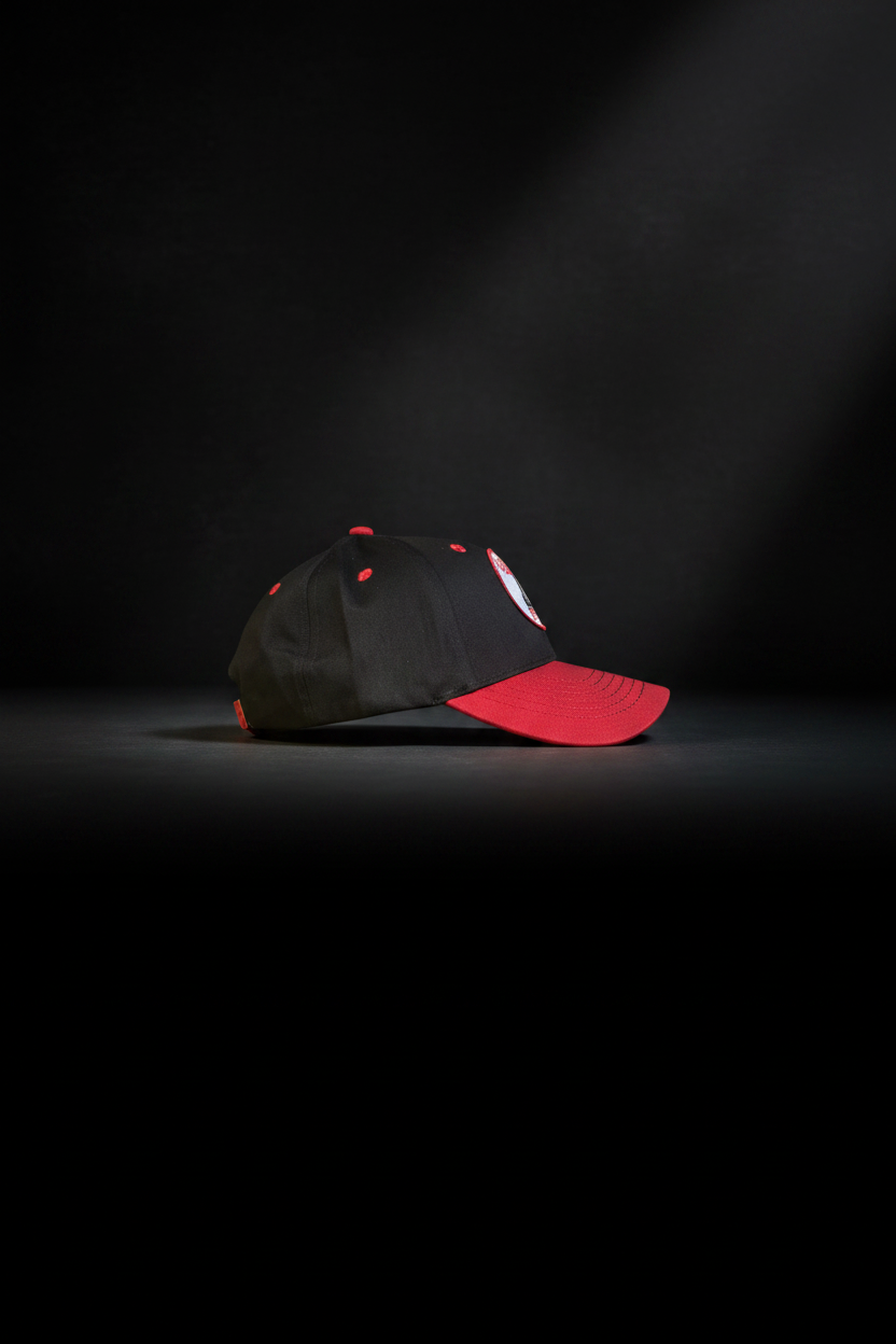 S.D.G. Baseball Cap – Black & Red | Woven SDG Badge | 100% Cotton |  Adjustable Strap